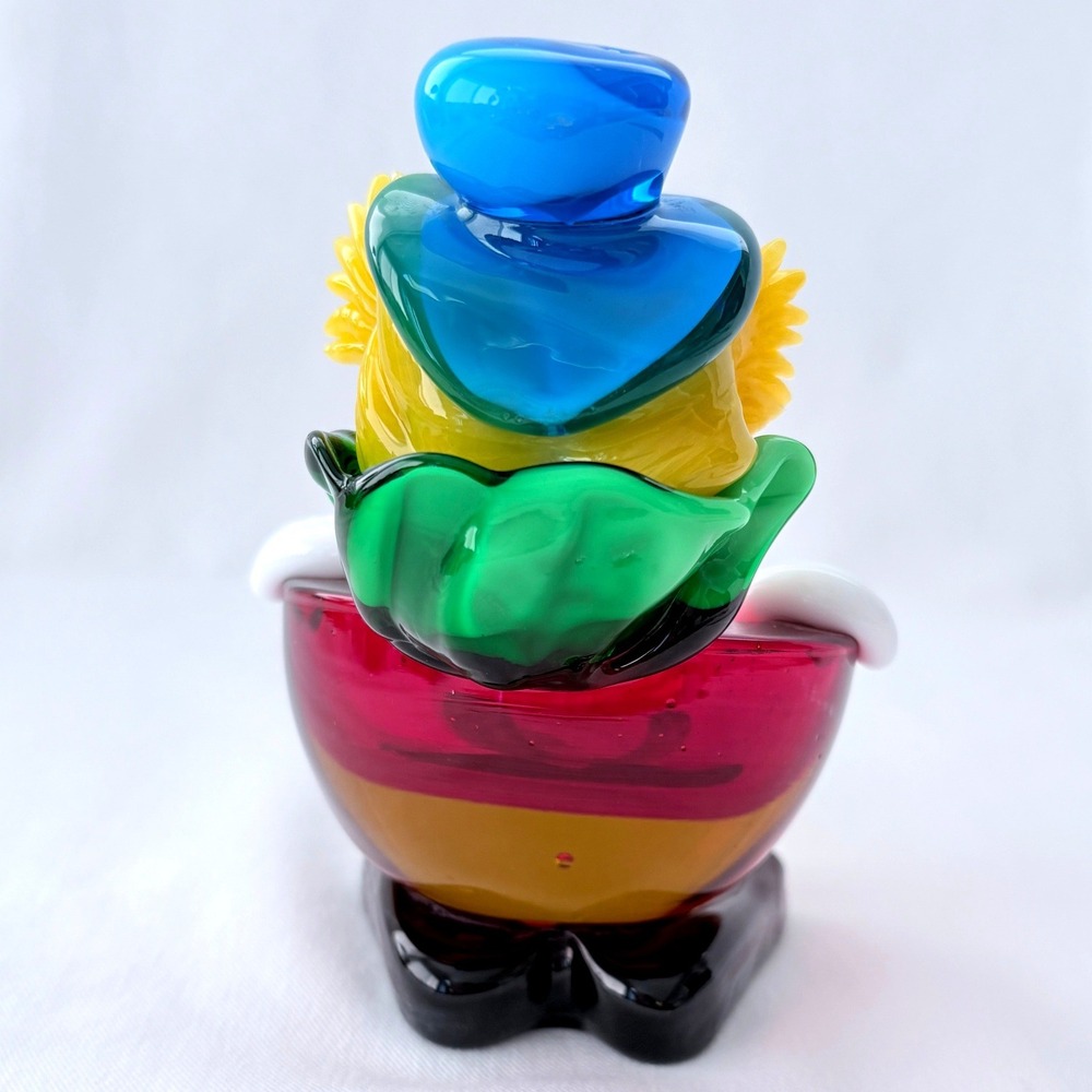 Vintage MCM Murano‎ Multicolor Hand Blown Italian Art Glass Clown Ashtray 4.5" - Picture 4 of 8